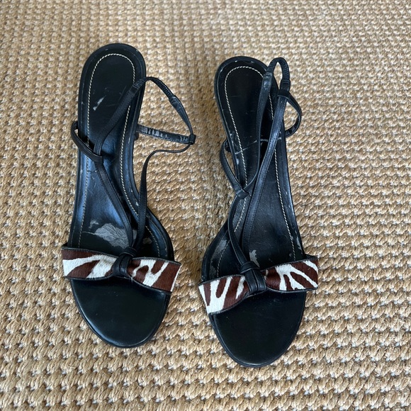 Ralph Lauren Shoes - Vintage Ralph Lauren Zebra Ponyhair slingback heeled strappy leather sandals